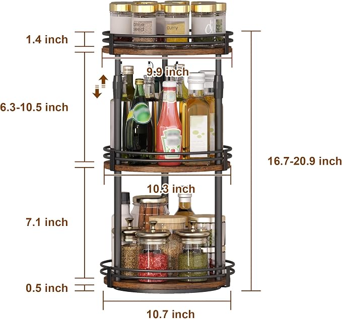 Across-Star Lazy-Susan-Organizer-Spice-Rack, 3-Tier Rotating Spice Organizer - Image 4