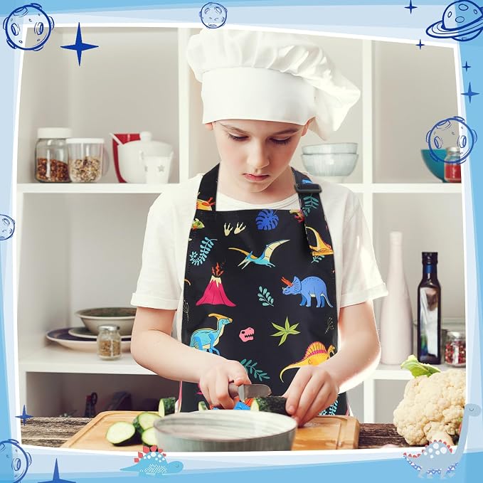 2 Pack Kids Apron, Cute Cooking Aprons, Waterproof Art Apron - Image 6