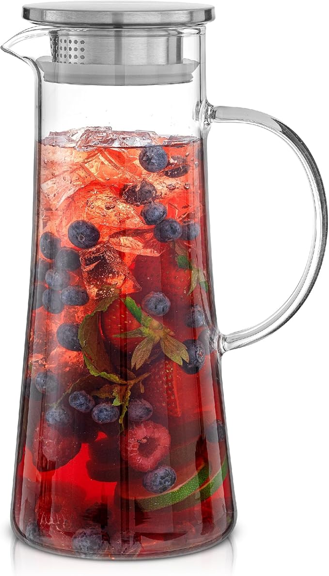 JoyJolt Glass Pitcher with Lid - 50oz Borosilicate Water Carafe - Image 3