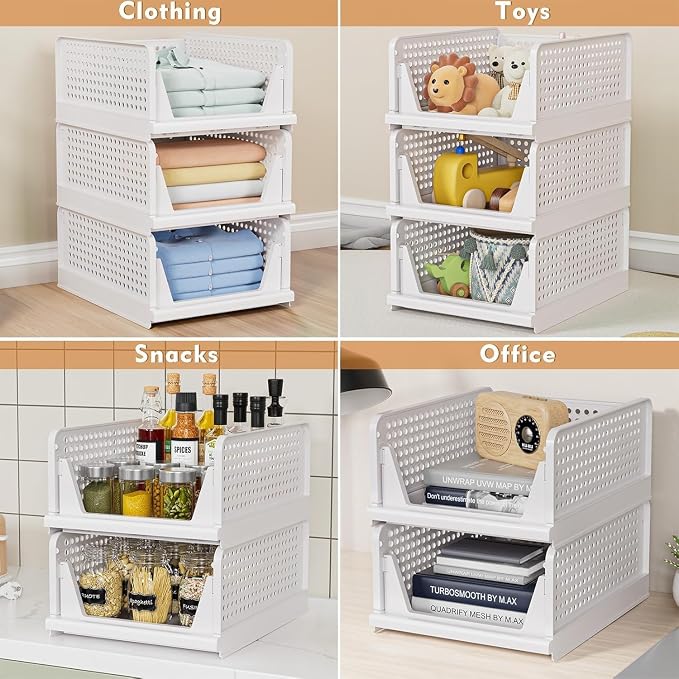 8 Pack Stackable Closet Storage Basket - Image 5