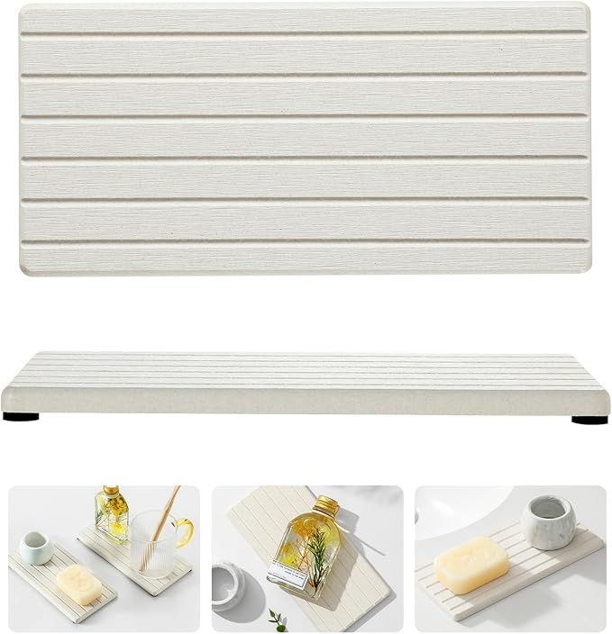 Razborci 2 Pack Greige Bathroom Sink Vanity Trays, Diatomite Stone Kitchen by Razborci