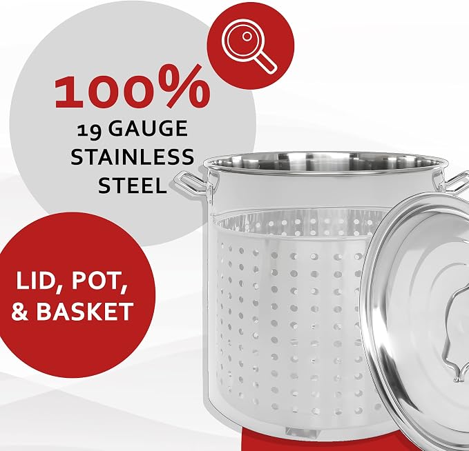 CONCORD Stainless Steel Stock Pot w/Steamer Basket. Cookware great - Image 4