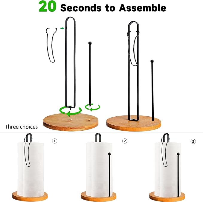 Wood Paper Towel Holder Countertop, TONLEA Kitchen Paper Towel Holder - Image 3