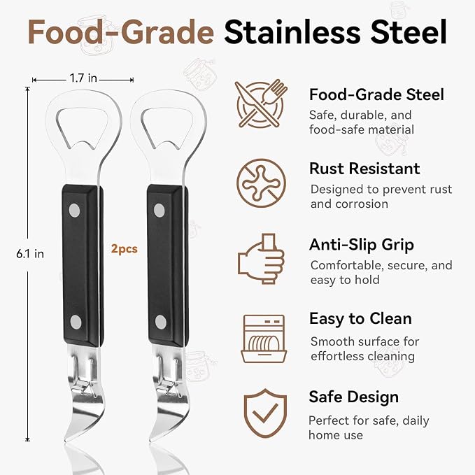 Anyongora 2-in-1 Can Punch Opener & Bottle Opener, Can Opener, Stainless Steel - Image 4