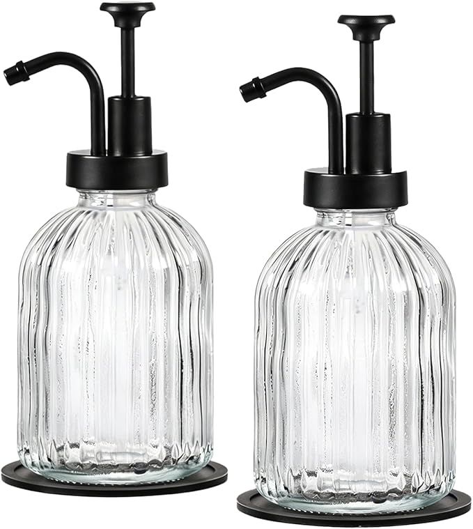 SheeChung Clear Glass Soap Dispenser, 12 Oz Liquid Hand Soap Dispenser by SheeChung