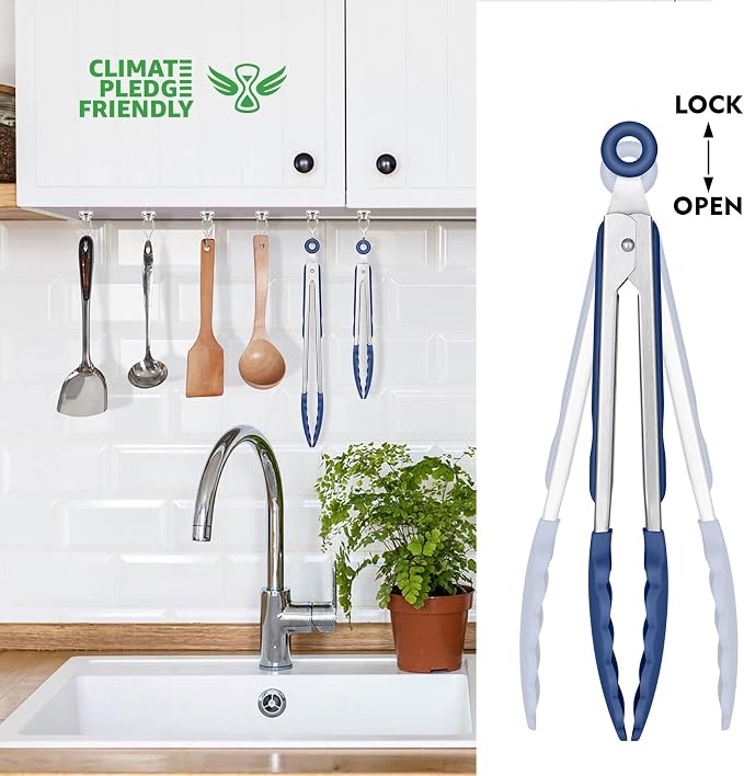 HOTEC Premium Stainless Steel Locking Kitchen Tongs - Image 5