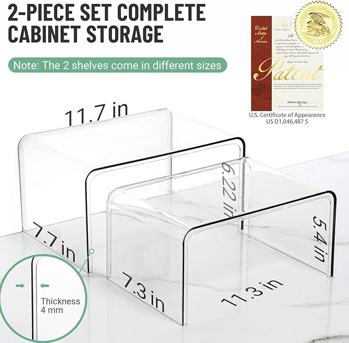 Clear Cabinet Organizer, Shelf Organizer Set of 2 - Image 2