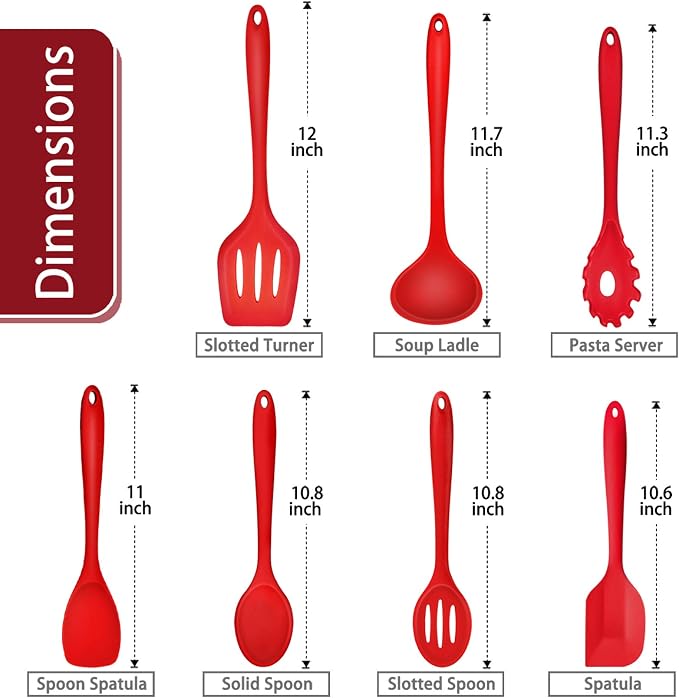 P&P CHEF Silicone Cooking Utensils Set of 7, Heat-proof Kitchen Utensils Set - Image 2