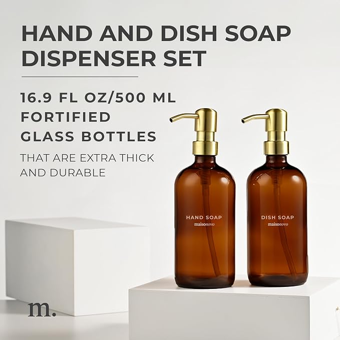 MaisoNovo Soap Dispenser 2-Piece Set | 16.9oz Amber Bottles - Image 2