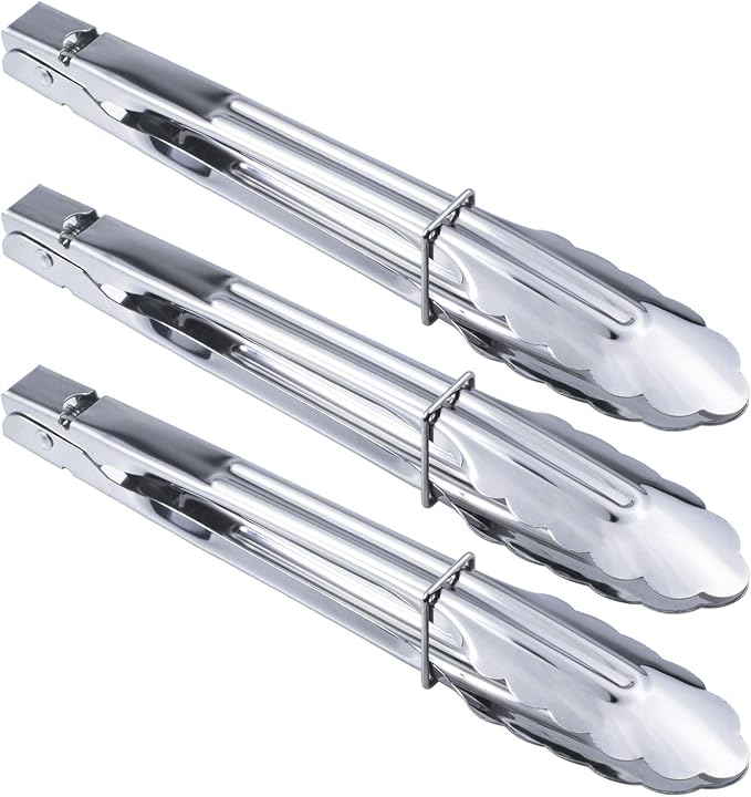 HINMAY Stainless Steel Serving Tongs Metal Cooking Tongs by HINMAY