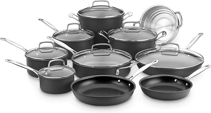 Cuisinart Chef's Classic™ Nonstick Hard Anodized 17 Piece Set w/Tempered Glass by Cuisinart