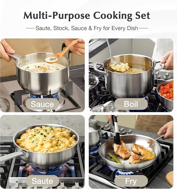 KOCH SYSTEME CS Stainless Steel Pots and Pans Set, 10 Piece Stainless Steel - Image 6