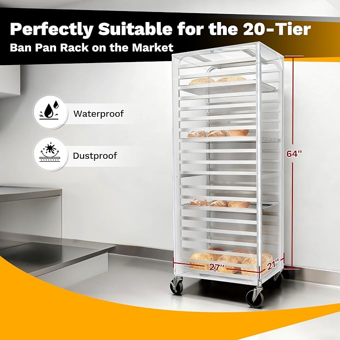 BIEAMA Bun Rack Cover – 20 Tier Commercial Bakers Racks Sheet Pan Rack Cover PVC - Image 2