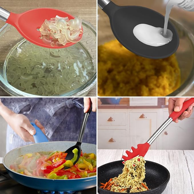 Silicone Spatula and Cooking Spoon, 5 Pack Non-Stick Cooking Utensils - Image 8