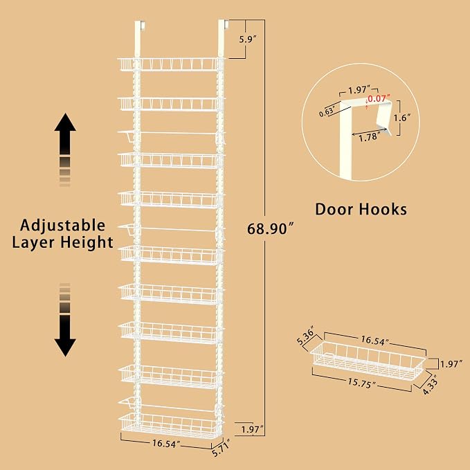 Churboro Over the Door Pantry Organizer Rack - Image 2