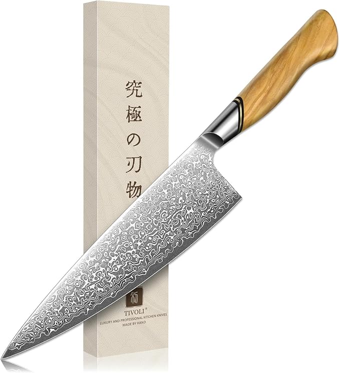 TIVOLI Damascus Chef Knife – Japanese VG-10 Professional Kitchen Knife by TIVOLI
