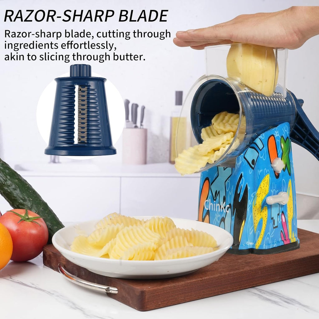 Upgrade Rotary Cheese Grater Shredder with Handle, Strong Suction