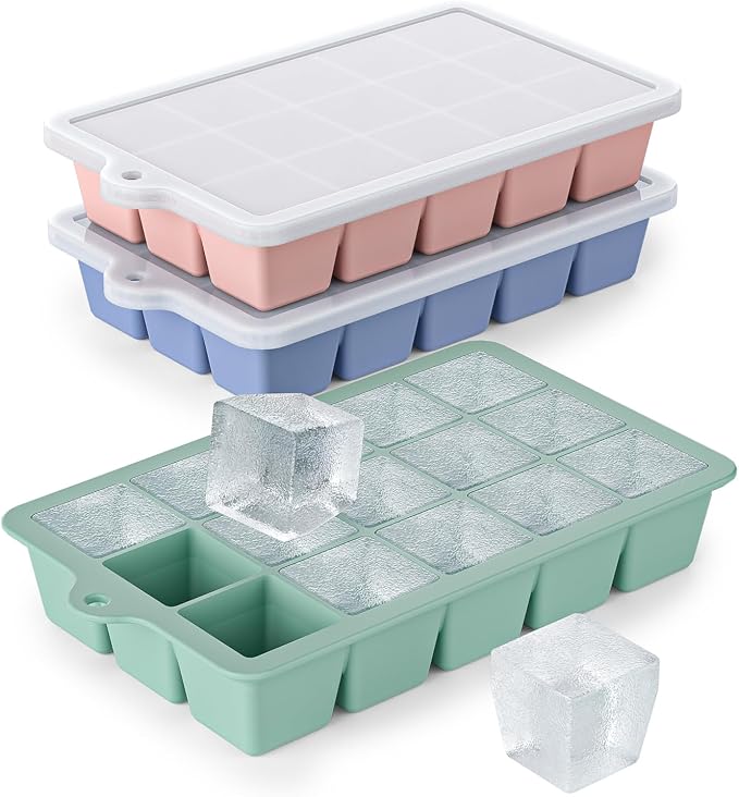 Silicone Ice Cube Tray 3 Pack by Vethwal