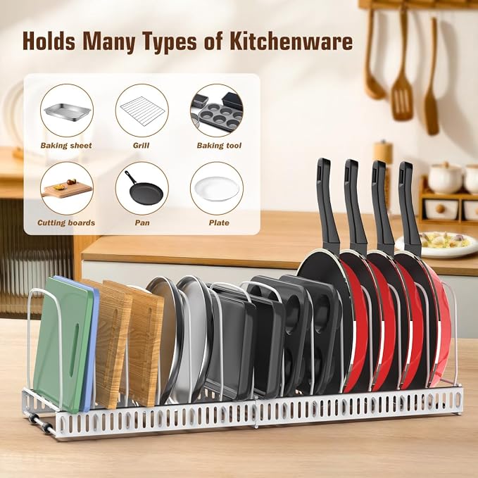 Housolution Cutting Board Organizer Rack, Expandable Baking Tray and Cookie - Image 2