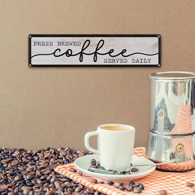 Coffee Metal Tin Signs, Fresh Brewed Coffee Served Daily Sign, Coffees - Image 6