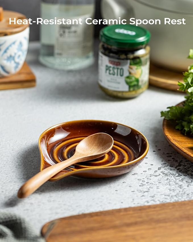 LAUCHUH Spoon Rest, 5 inches Large Ceramic Spoon Rest - Image 5