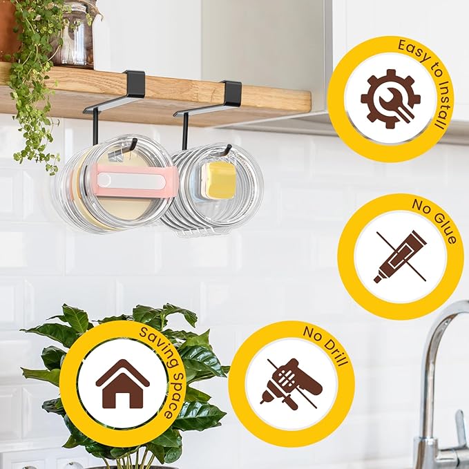 2 Pack Tumbler Lid Organizer, Under Cabinet Cup Lid Holder - Image 3