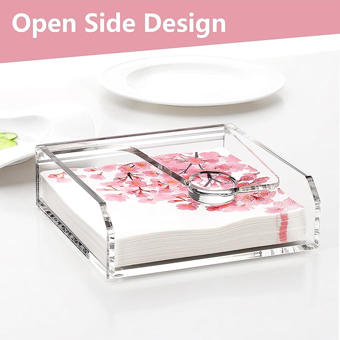 DINGHUO Acrylic Napkin Holder for Table, Flat Kitchen Paper Hand Napkin - Image 5