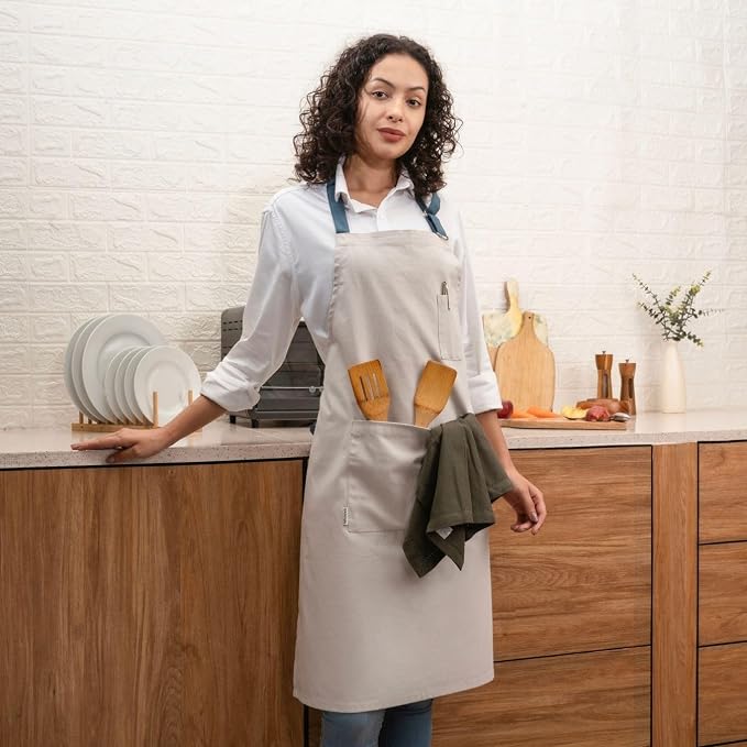 Cotton Canvas Apron for Women & Men – Adjustable Neck Strap & Waist Ties - Image 9