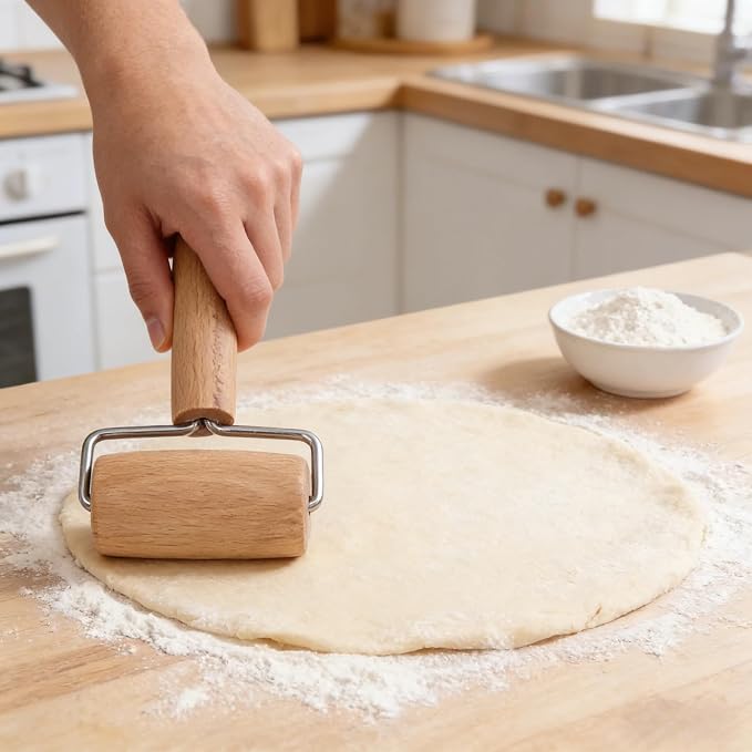 Small Rolling Pin, Wooden Dough Roller, Non-Stick Pizza Roller, T Type Rolling - Image 5