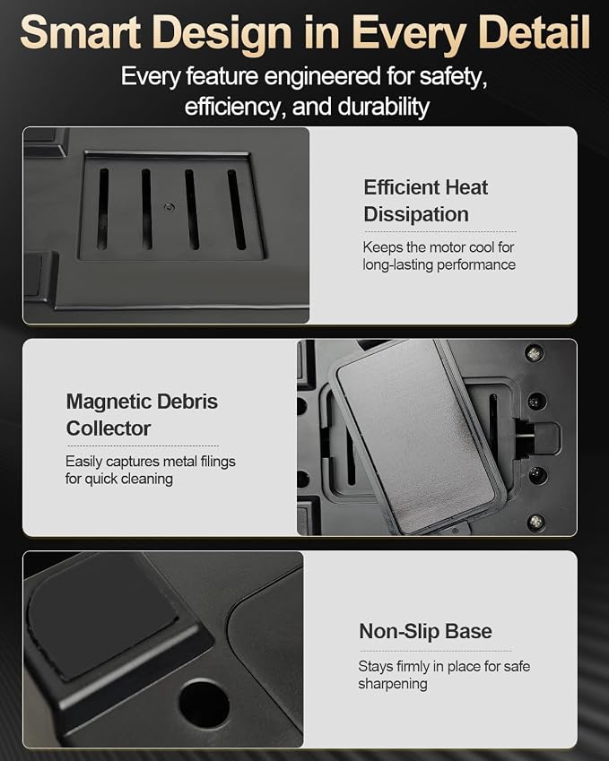 Electric Knife Sharpener for Kitchen – Professional 2-Stage 100% Diamond System - Image 7