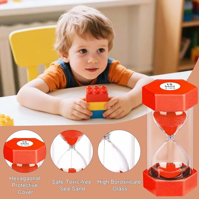 25 Minute Hourglass Sand Timer, Plastic Sandglass Watch Timer, Unbreakable Red - Image 3