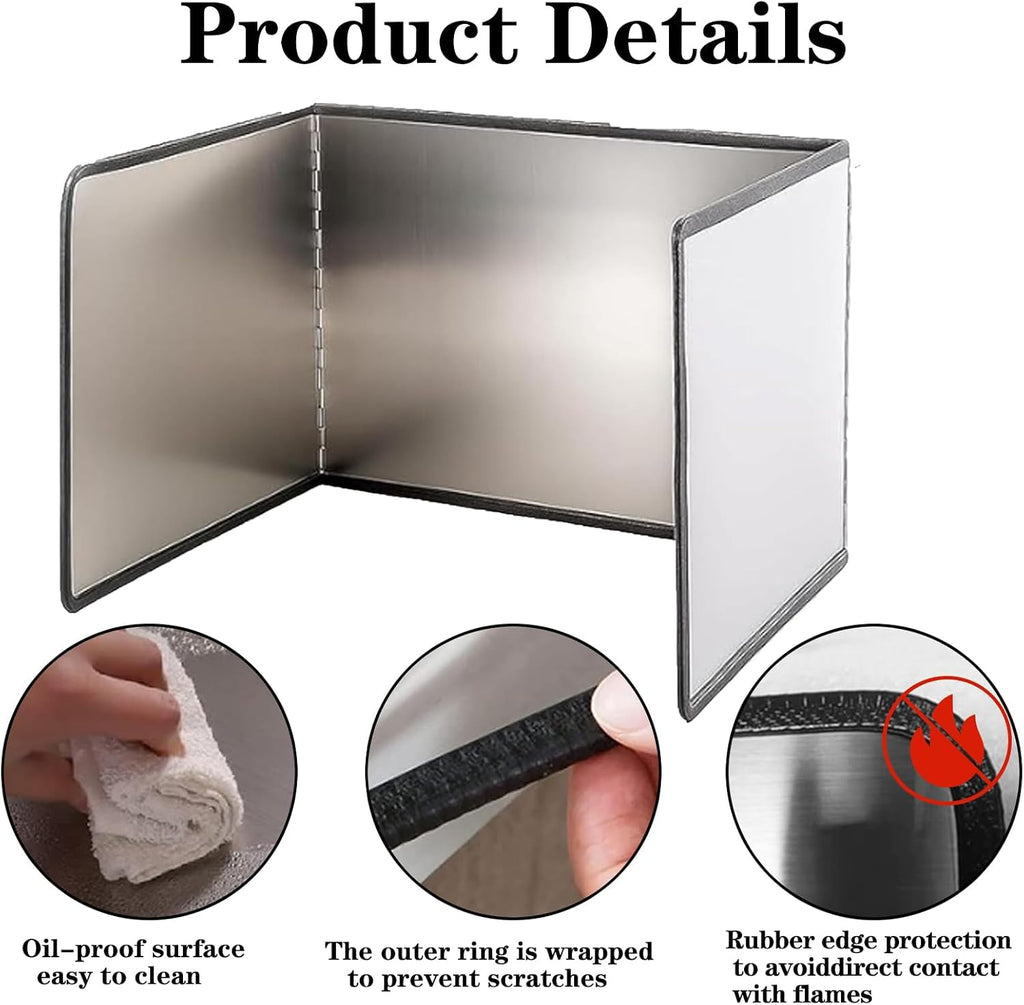 3 Sided Splatter Guard Stainless Steel Foldable Grease Splatter Screen