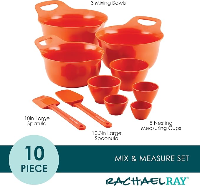 Rachael Ray Pantryware Mixing Bowl Measuring Cup and Utensil Set, 10 Piece - Image 6