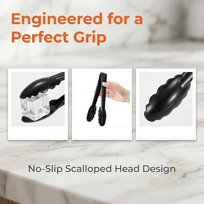 40 Pack Plastic Tongs for Serving, Heavy Duty Scalloped Serving Utensil Tongs - Image 3