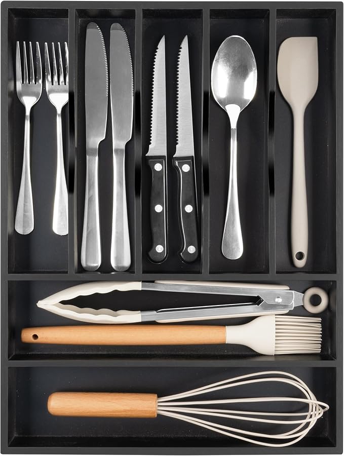 Bellsal Bamboo Silverware Drawer Organizer, Utensil Kitchen Drawer Organizer - Image 8