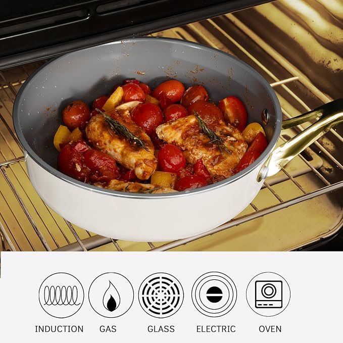 10-Inch Ceramic Non-Stick Cookware Set, 8-in-1 Multifunctional Cookware - Image 6