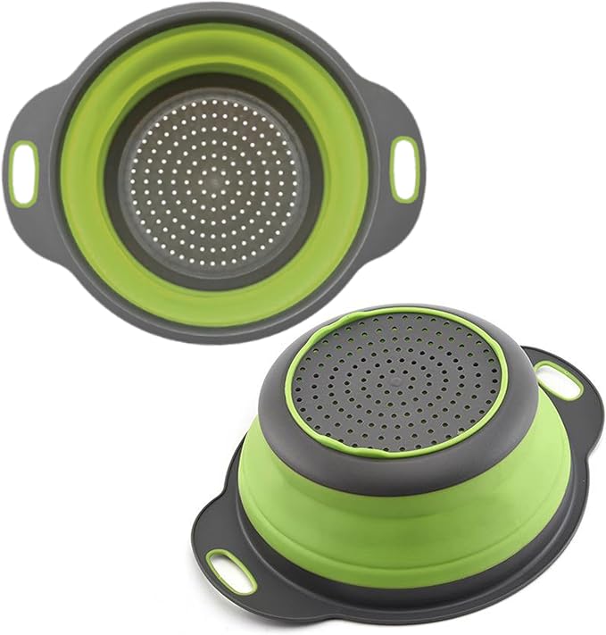 Green Round Silicone Collapsible Colander – Silicone Round Small Kitchen by KillersInstinctOutdoors