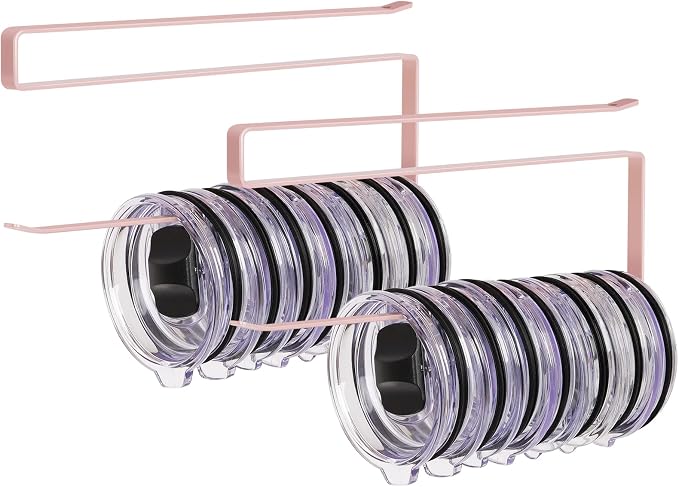 2 Pack Tumbler Lid Organizer, Horizontal Tumbler Lid Storage Hook to Hold Up 20 by JOLENSOY