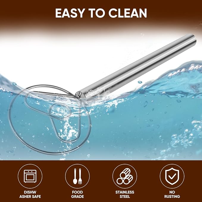 Maxjoy Danish Dough Whisk Stainless Steel Hook Dutch Style Bread Mixer - Image 7