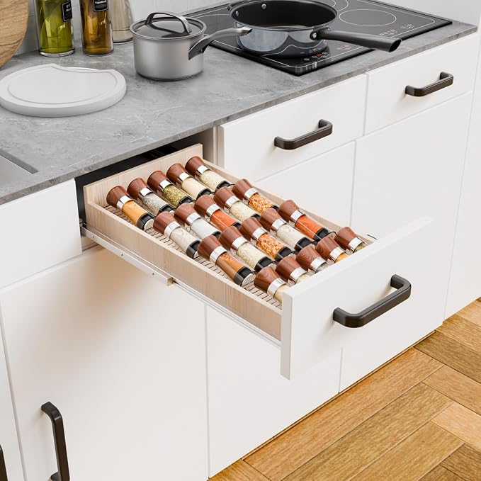Yieach 4 Pack Adjustable Narrow In Drawer Spice Organizer - Image 3
