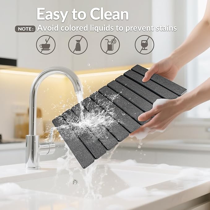 Large Stone Dish Drying Mat for Kitchen Counter, Foldable Fast-Drying - Image 7