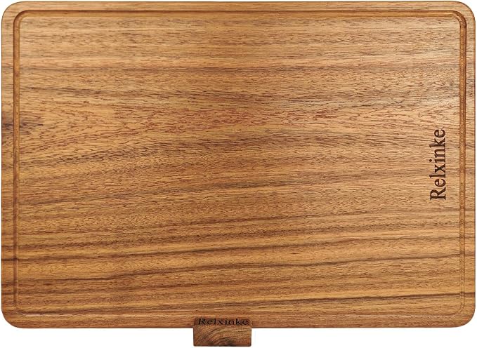 Solid Teak Wood Cutting Board One Piece Non Glued Extra Large Thick Crack by RelxinkeSolidWood