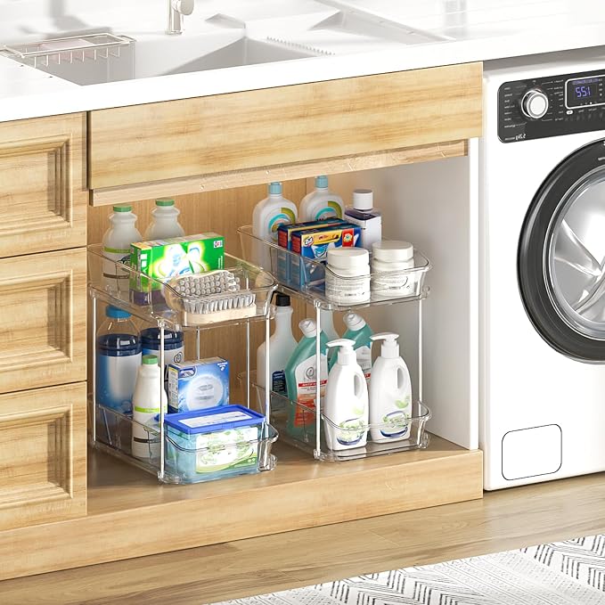 Delamu 2-Tier Under Sink Organizers and Storage, Pull Out Kitchen Pantry - Image 6