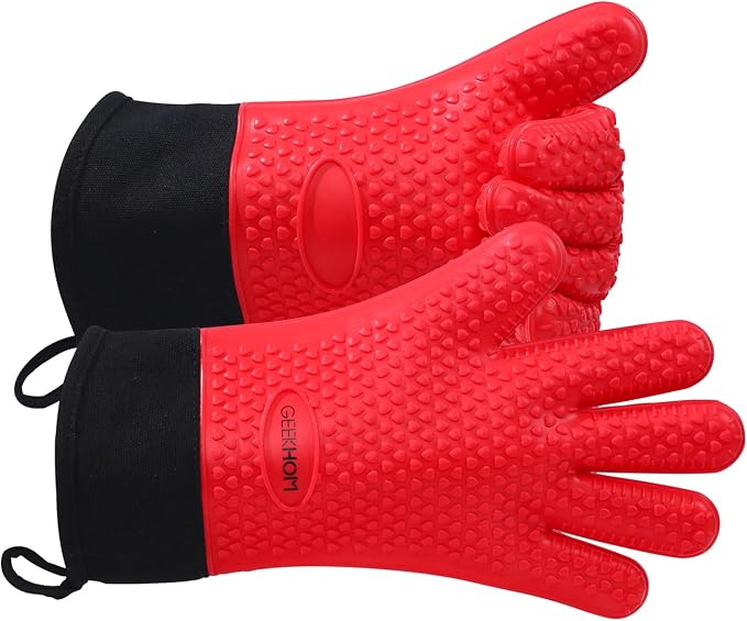 GEEKHOM BBQ Gloves Heat Resistant Oven Mitts by GEEKHOM