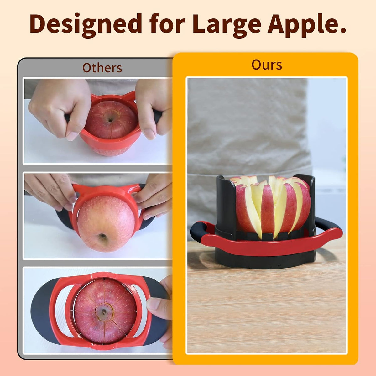 OOKUU Apple Slicer and Corer, [Large Size] 16-Blade Heavy Duty Apple