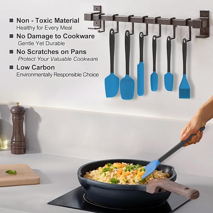 Silicone Spatula Set, 6 Pieces Food Grade Kitchen Utensils - Image 4
