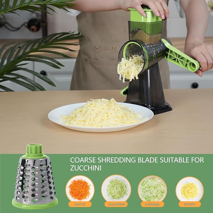 Rotary Cheese Grater with Handle-Versatile Cheese Grater Non-Slip Suction Base - Image 2