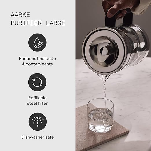 Aarke Purifier - Premium Glass and Stainless Steel Water Filter Pitcher - Image 4