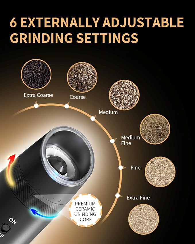 CIRCLE JOY Gravity Electric Salt and Pepper Grinder Set Automatic Shakers - Image 4
