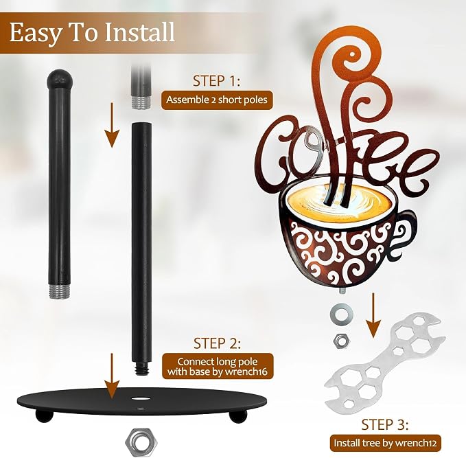 Hexagram Coffee Paper Towel Holder, Coffee Kitchen Bar Decor, Retro Decor - Image 7